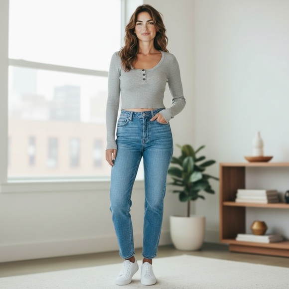 American Eagle Outfitters Gray Ribbed Top - Picture 5 of 6